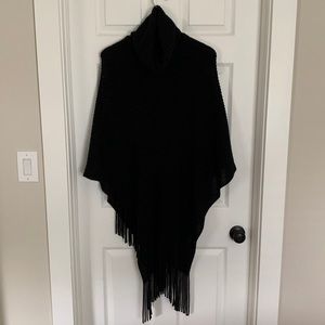 Black Cowl Neck Poncho - One Size